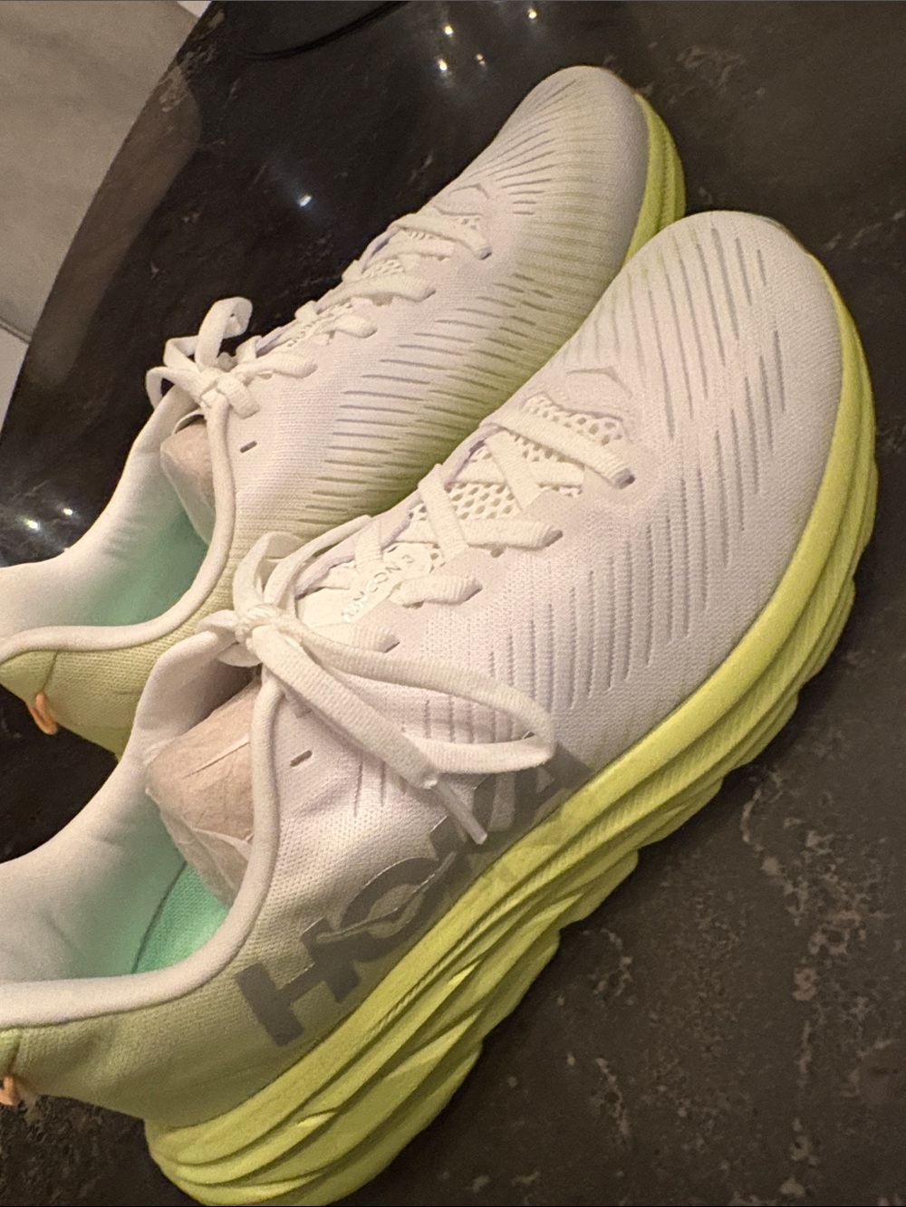 Women's Hoka Rincon 3 - White - Citrus Glow Running Shoes - Picture 6 of 9